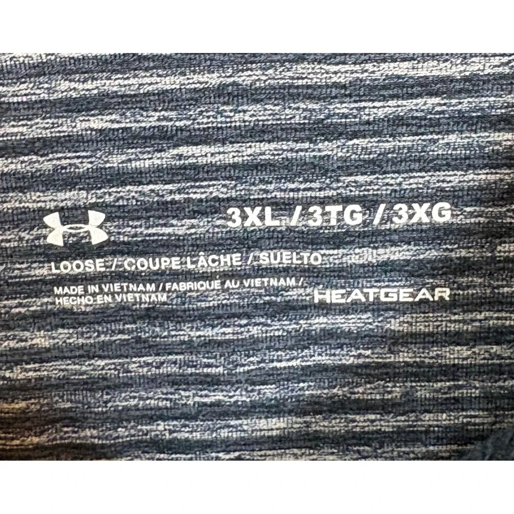 Under Armour HeatGear Polo Shirt Men's‎ 3XL Blue Gray Stripe Loose Fit Golf